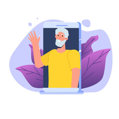  Online call with parents  during COVID-19 disease outbreak. Quarantine concept Vector illustration.