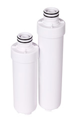 Water purification filter for potable water isolated on white background with clipping path. Home use. Healthy lifestyle 
