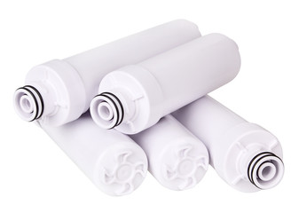 Water purification filter for potable water isolated on white background with clipping path. Home use. Healthy lifestyle 