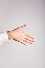 Male hand on a white background