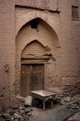 Iranian wooden door in the city of Kashan in Iran