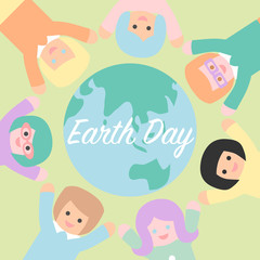 Earth day with people holding hand