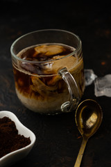 cold coffee with cream and ice