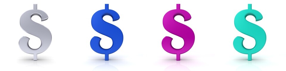 Dollar symbol sign icon silver blue pink orange 3d sale 