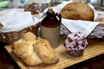 homemade bread and jug old style
