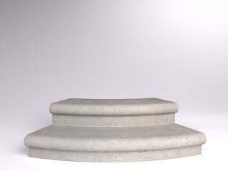 Background for cosmetic product branding, identity and packaging inspiration. White concrete podium with tan color background. 3d rendering illustration.