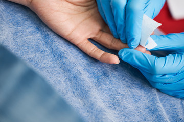 Close up of doctor that sampling blood