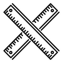 Crossed wood ruler icon. Outline crossed wood ruler vector icon for web design isolated on white background