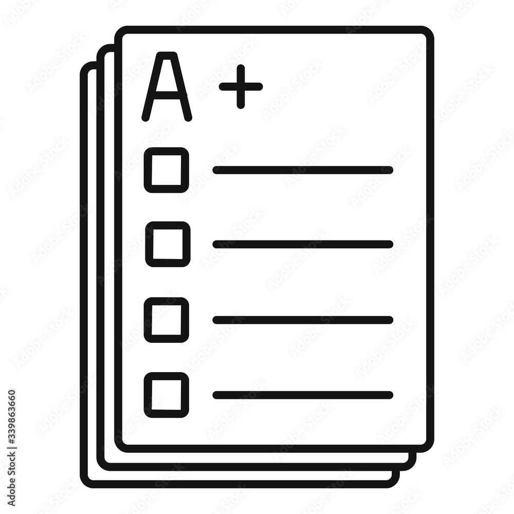 Poster lesson paper test icon. outline lesson paper test vector icon for web design isolated on white backg