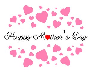 Happy Mother's Day Heart-Typocraphic illustration vector Calligraphy Background, celebration card,printable, ornaments celebrations, gift card invitation,