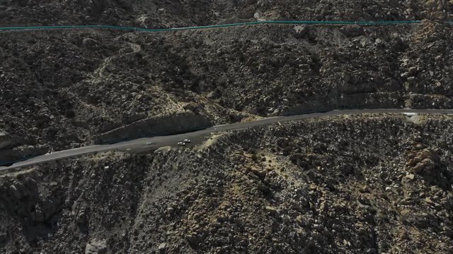 Aerial view of the road at La Rumorosa, Baja California.