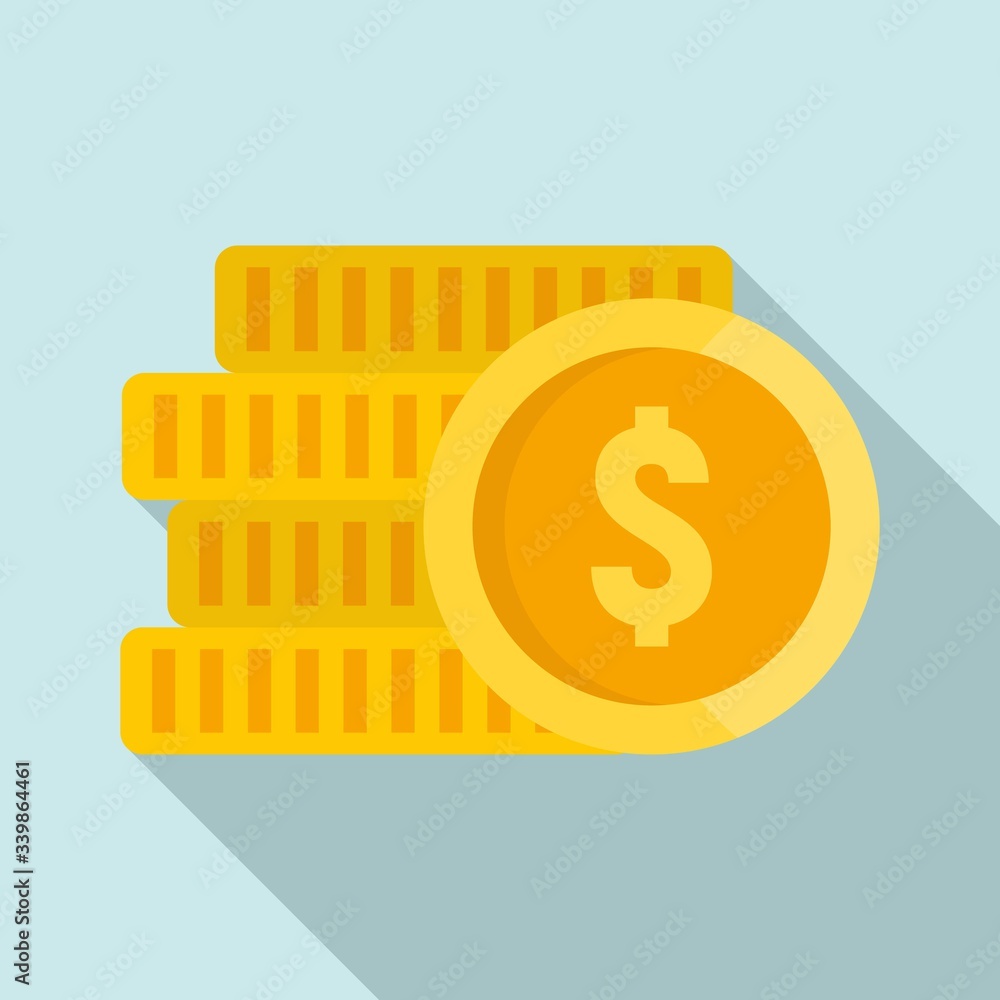 Poster coin stack icon. flat illustration of coin stack vector icon for web design