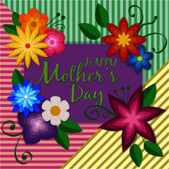 Colorful Happy Mother's Day greeting card with flowers