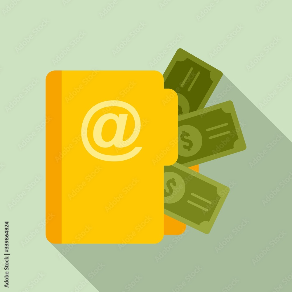 Poster money file folder icon. flat illustration of money file folder vector icon for web design