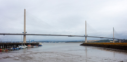 The new Forth Road Bridge, (motorway, M90), over the Firth of Forth, West Lothian, Scotland, UK.
