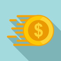 Fast coin money transfer icon. Flat illustration of fast coin money transfer vector icon for web design
