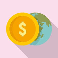 Global dollar transfer icon. Flat illustration of global dollar transfer vector icon for web design
