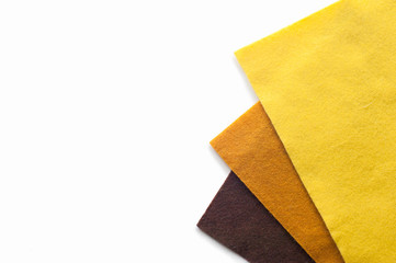 multicolored felt on a white background, isolated