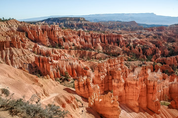 The colors of the sunset in the bryce canyon