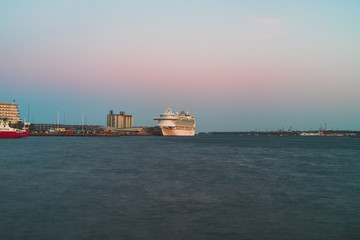 Cruise liners in Southampton on a lovely evening's background