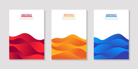 Modern fluid abstract colorful poster design set.