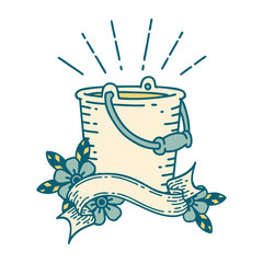 banner with tattoo style bucket of water © lineartestpilot
