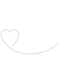 Love heart line drawing. Vector illustration