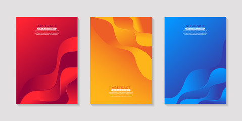 Modern fluid abstract colorful poster design set.