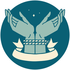 icon with banner of a pair of tied hands