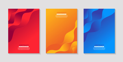 Obraz premium Modern fluid abstract colorful poster design set.