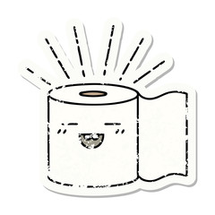 grunge sticker of tattoo style toilet paper character