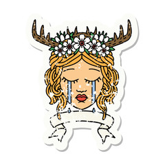 crying human druid with banner illustration