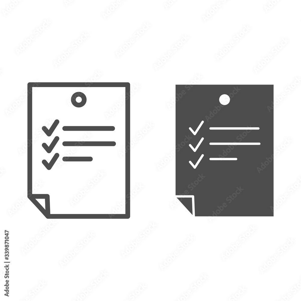 Poster to-do list line and solid icon. check list with marks illustration isolated on white. checklist box 