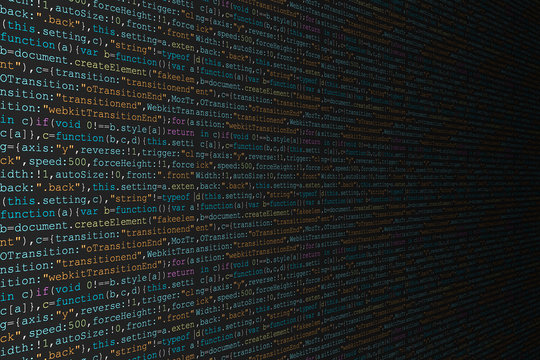 Source code programming background in perspective view in colorful color.