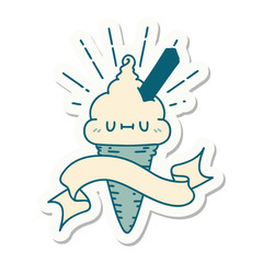 sticker of tattoo style ice cream character