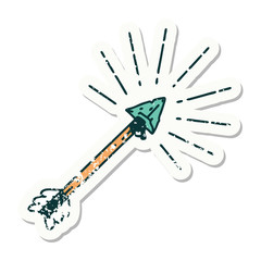 grunge sticker of tattoo style old flint tip arrow