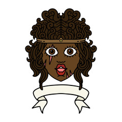 human barbarian character with banner illustration