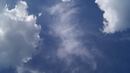 fluffy white clouds in the blue sky
