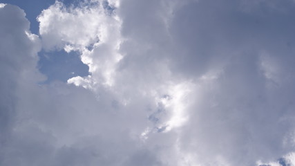 fluffy white clouds in the blue sky