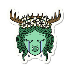 sad half orc druid character face sticker