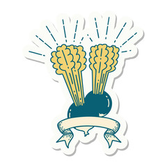 sticker of tattoo style beets with leaves