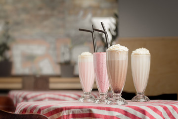 Vanilla, Strawberry and Chocolate milkshake
