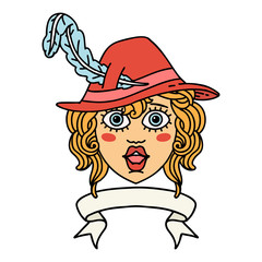 human bard character with banner illustration