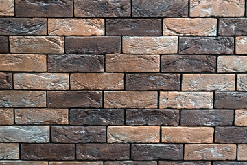 Close up of brown rustic brick wall texture background