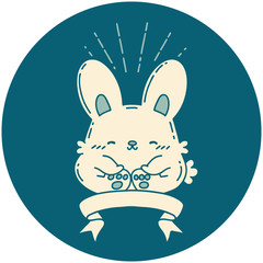 icon of tattoo style happy rabbit