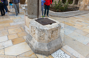 Well in the yard of the Chapel of Saint Catherine in Bethlehem in Palestine