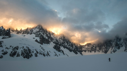 Fototapeta premium ski touring in Argentiere glacier