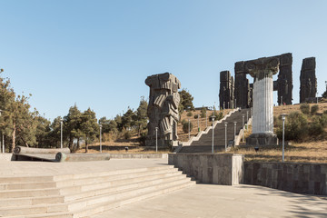 The Chronicle of Georgia is a monument located near Tbilisi sea, was created by Zurab Tsereteli in 1985 but was never fully finished.