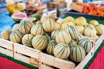 Cavaillon melon on street market in Provence, France