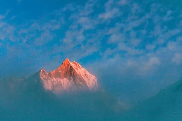 Papier Peint photo Annapurna Starry sky over Machhepuchare and Annapurna Base Camp - Nepal, Himalayas